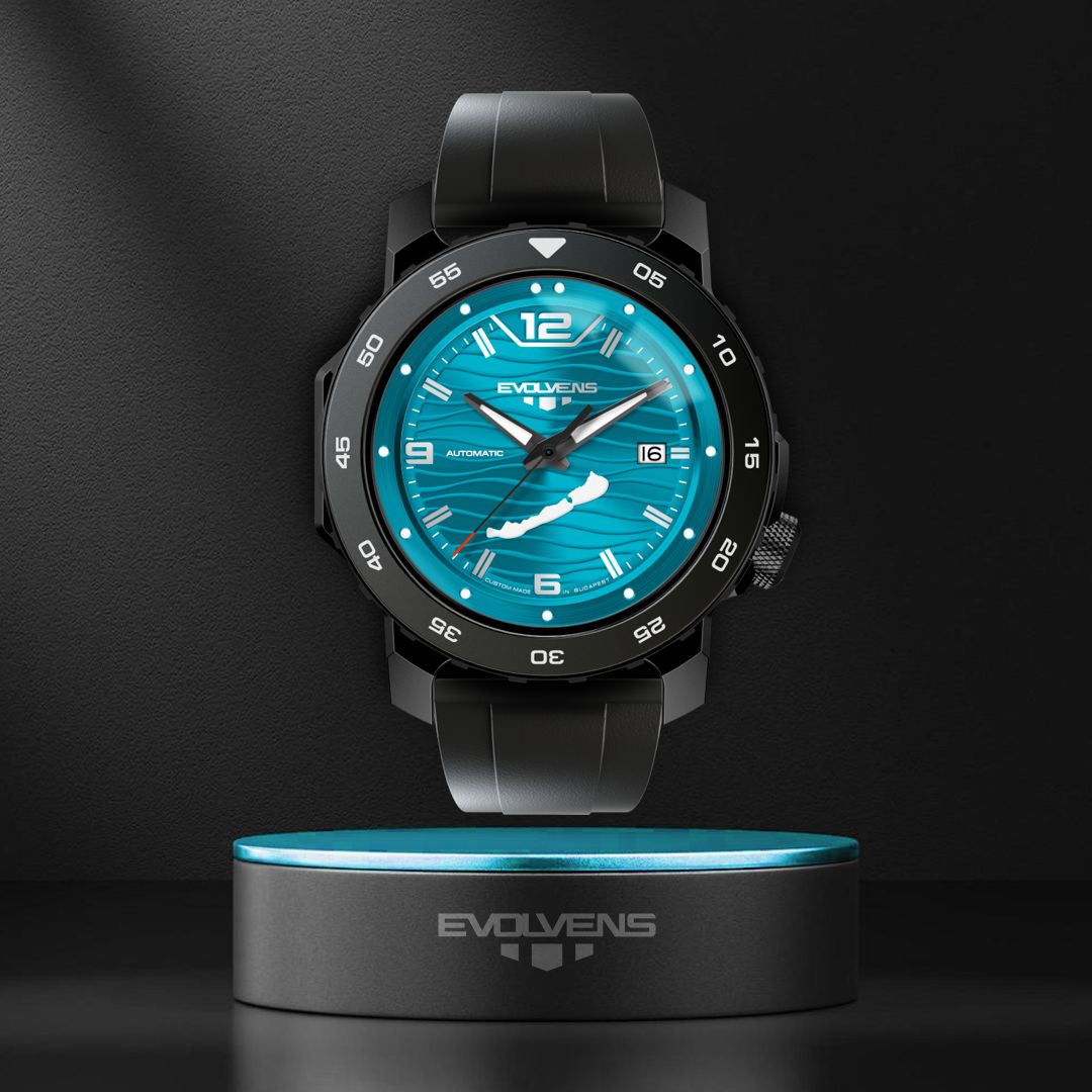 Evolvens® BALATON-Azure (Black) 44 mm Automatic Watch