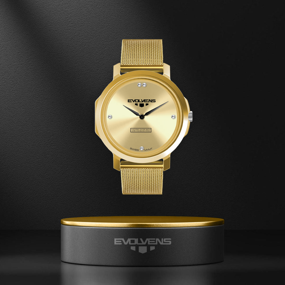 Ceas editabil Evolvens® SOLAR GOLD 34 mm