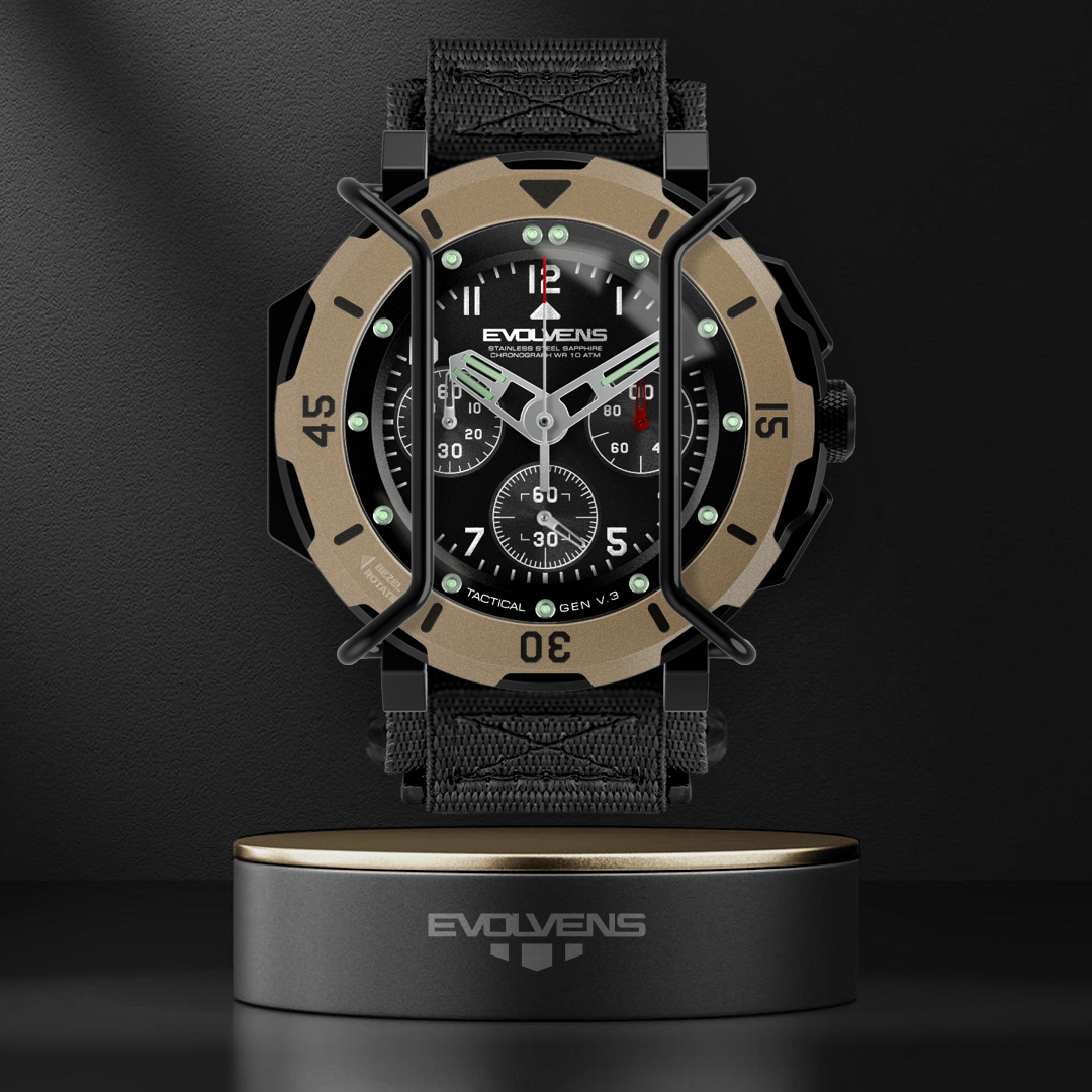 Evolvens TACTICAL - 49 mm Chronograph Military Watch - Desert