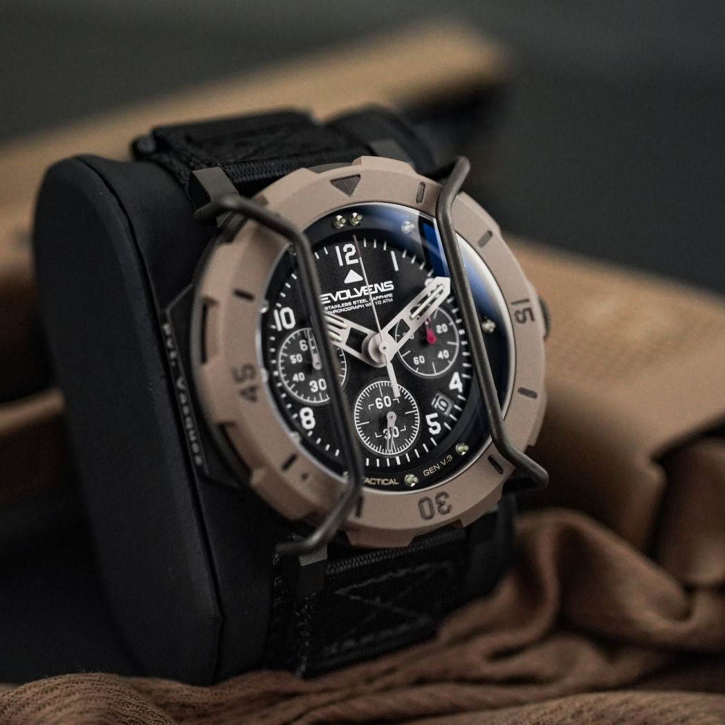 Evolvens TACTICAL - 49 mm Chronograph Military Watch - Desert